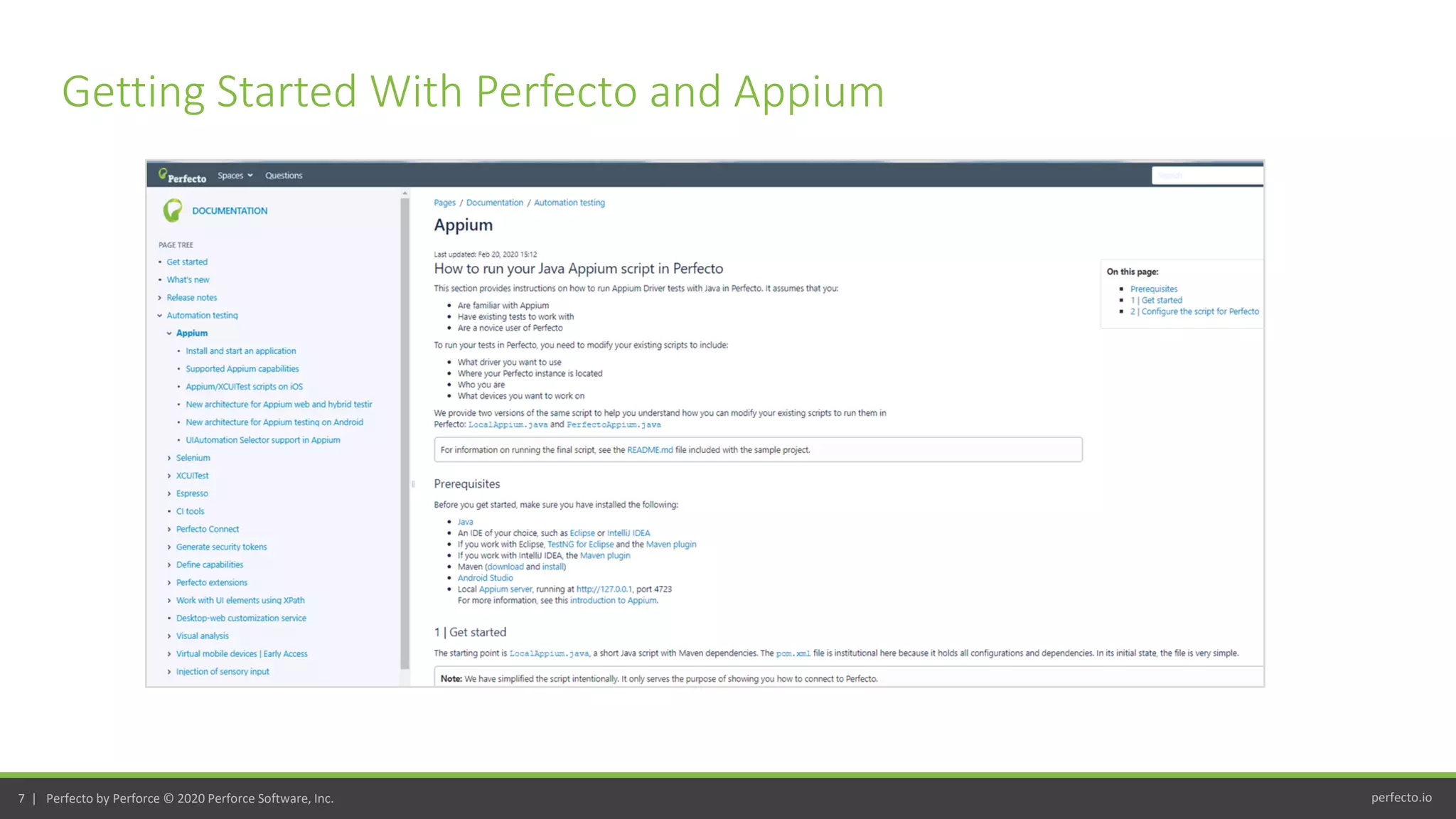 perfecto.io7 | Perfecto by Perforce © 2020 Perforce Software, Inc.
Getting Started With Perfecto and Appium
 
