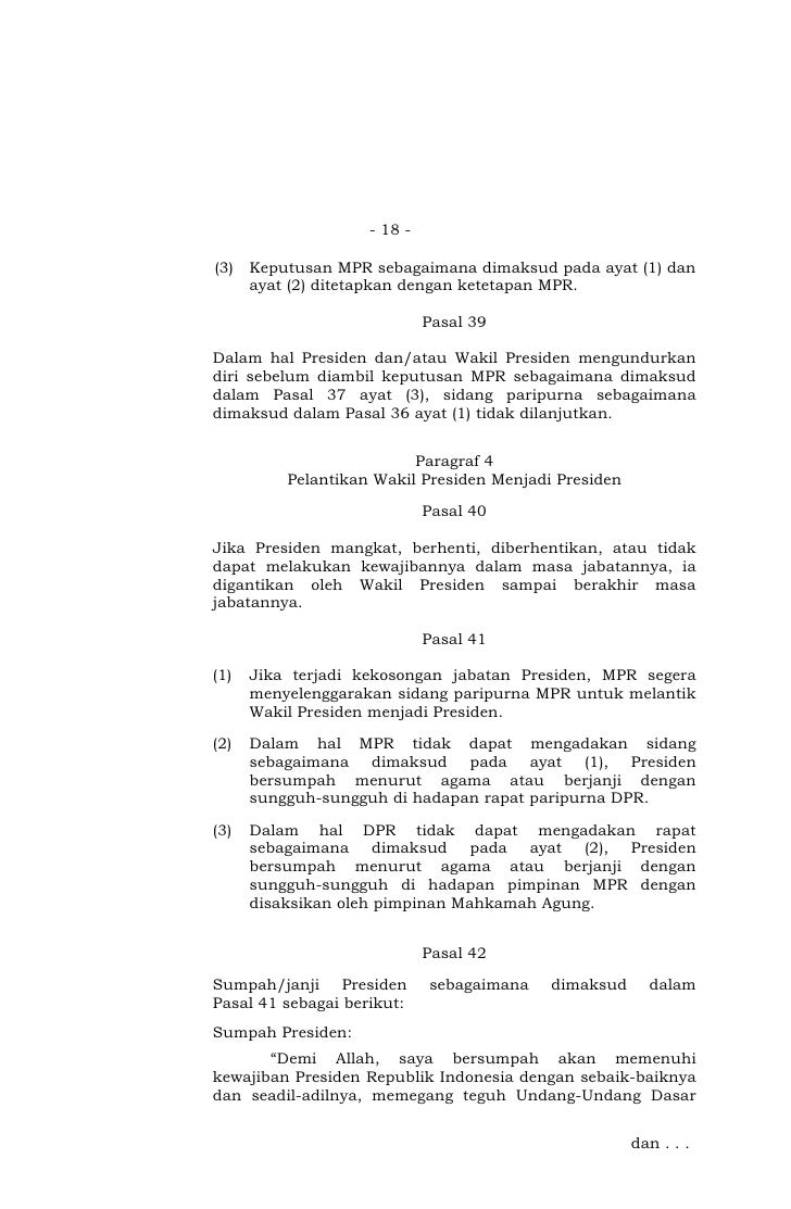 kejadian pasal 2 ayat 18 UU 27 Tahun 2009 Tentang MPR DPR DPD DPRD