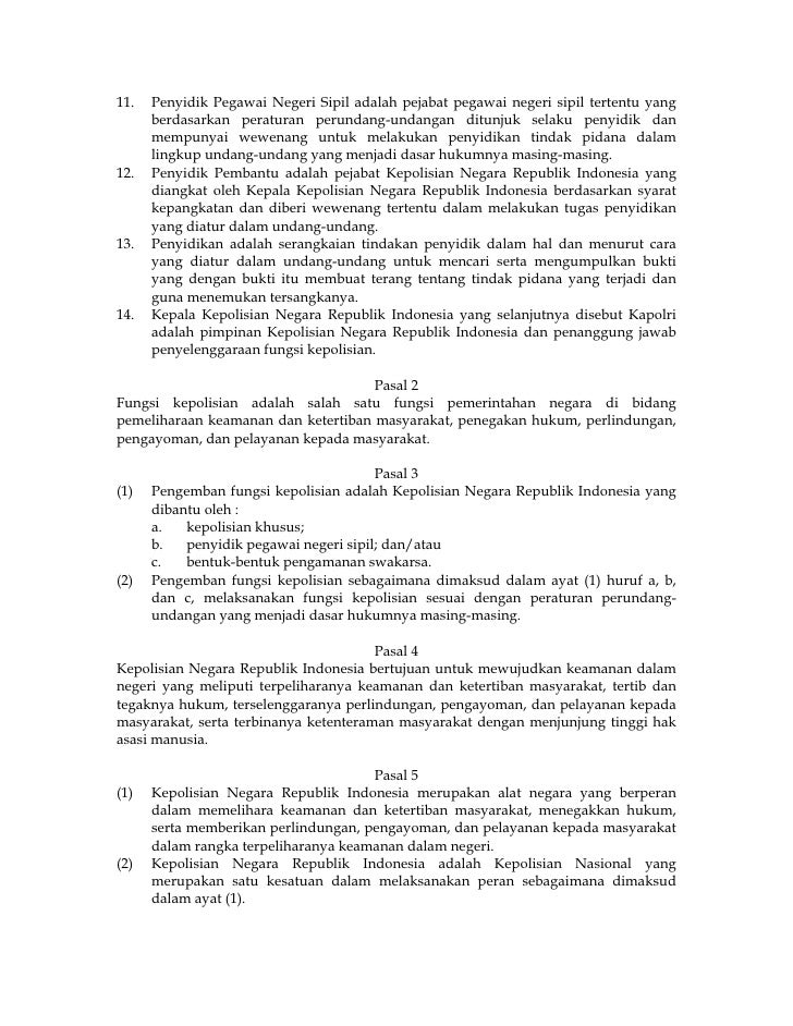 Undang Undang No 2 Tahun 2002 Tentang Kepolisian Negara Republik Indo