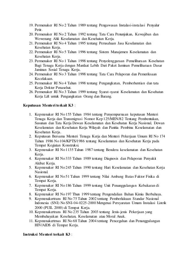 Aturan Kesehatan Dan Keselamatan Kerja K3