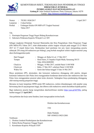 KEMENTERIAN RISET, TEKNOLOGI DAN PENDIDIKAN TINGGI
DIREKTORAT JENDERAL
PEMBELAJARAN DAN KEMAHASISWAAN
Gedung D Jalan Jende...
