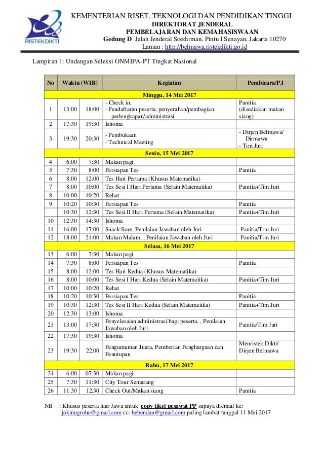 Nama Nama Mahasiswa Yang Lolos Ke Tahap Olimpiade Tingkat Nasional