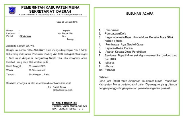 Susunan Acara Peresmian Gedung