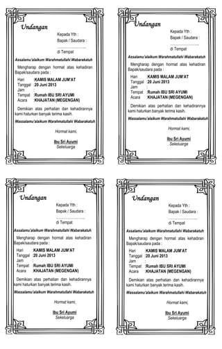 Undangan Khajatan jadi 4 | PDF