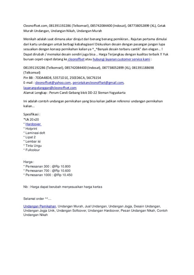 680 Contoh Undangan Pernikahan Harga 800 Gratis Terbaru