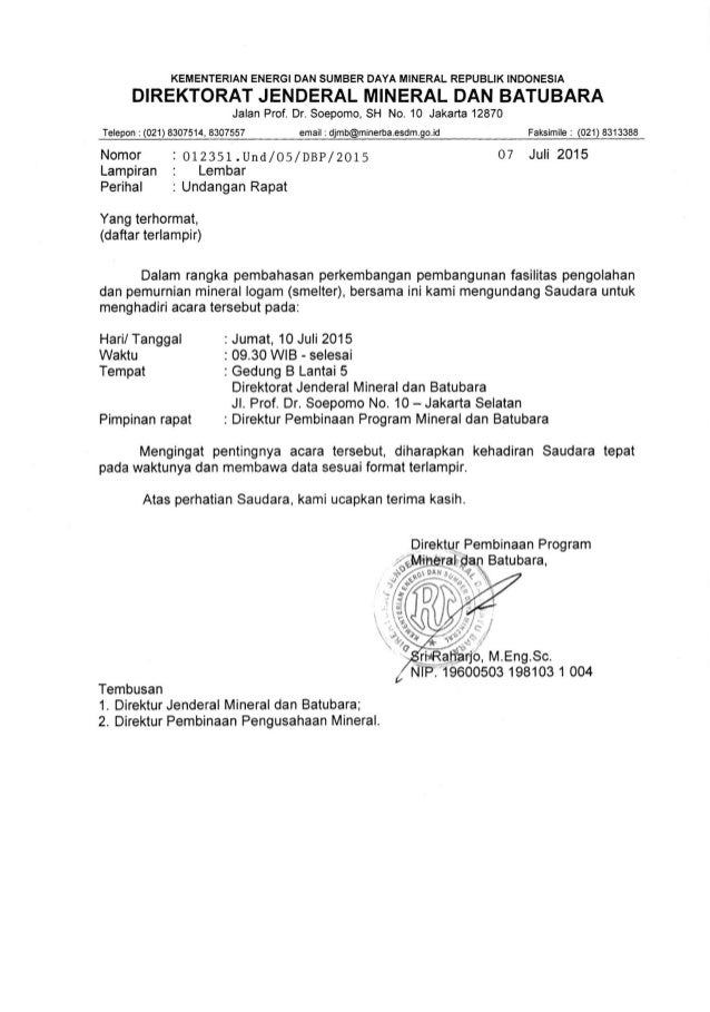 Undangan Rapat Smelter 10072015