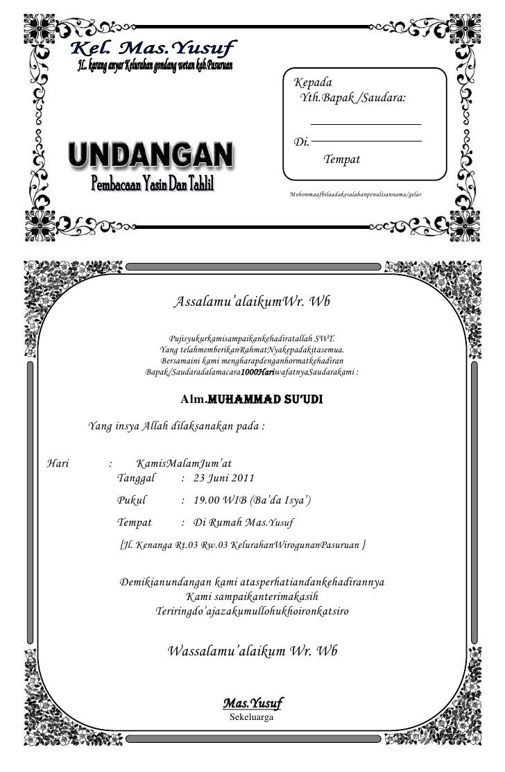 √ Download Undangan Tahlil Siap Edit Word Terbaru 2022 - ONPOS
