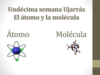 Undécima semana Ujarrás 
El átomo y la molécula 
Átomo Molécula 
 