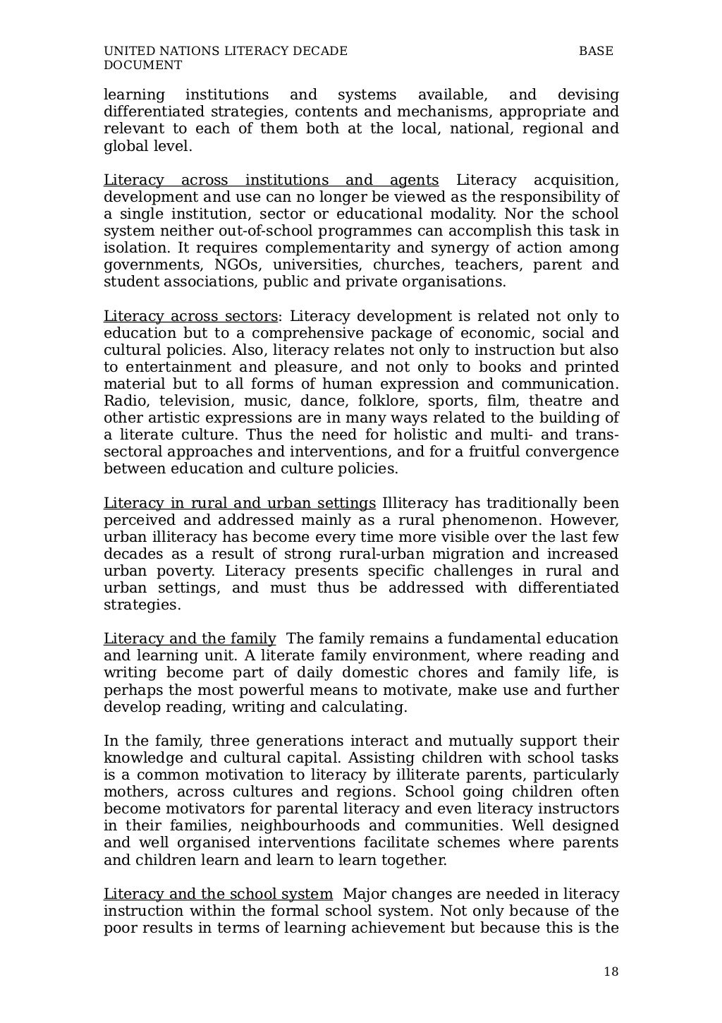 Base Document United Nations Literacy Decade 2003 2012 