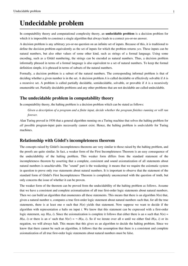 Undecidable Problem | PDF