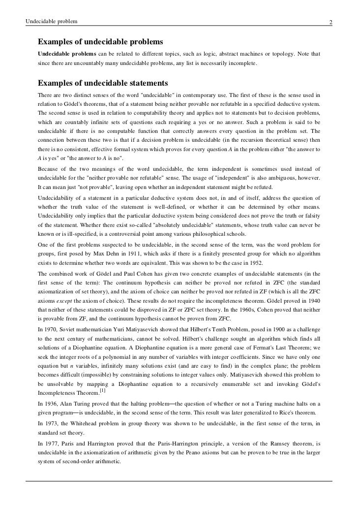 Undecidable Problem