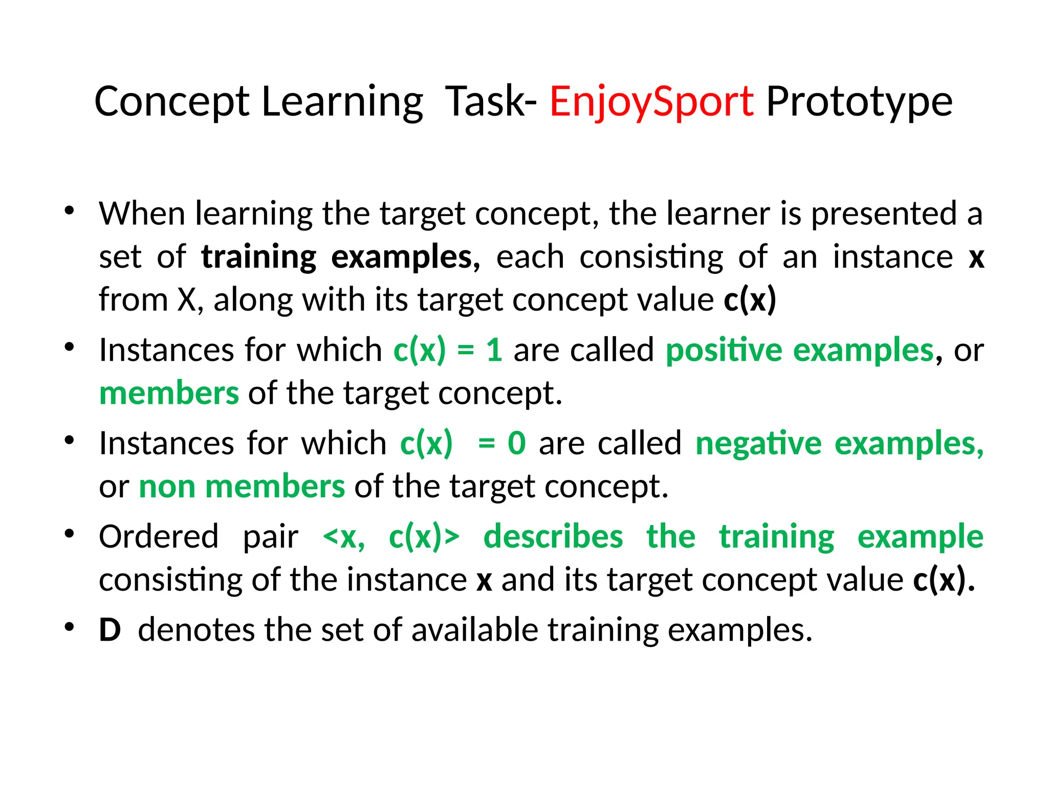 WHAT IS CONCEPT LEARNING TASK IN MACHINE LEARNING visual data 6