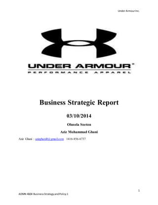 Under Armour Inc Strategic Outlook