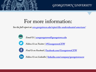For more information:
See the full report at: cew.georgetown.edu/undereducated
	
  
Email Us | cewgeorgetown@georgetown.ed...