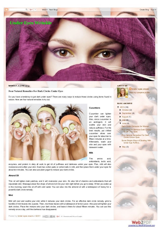 dark marks under eyes remedies