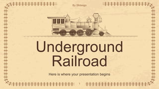 1
By Slidesgo
Underground
Railroad
Here is where your presentation begins
 