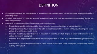 Define Cable Underground cables | PDF