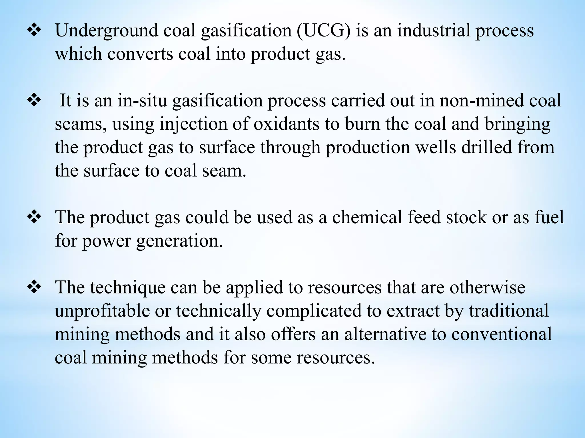 Underground coal gasification | PPT