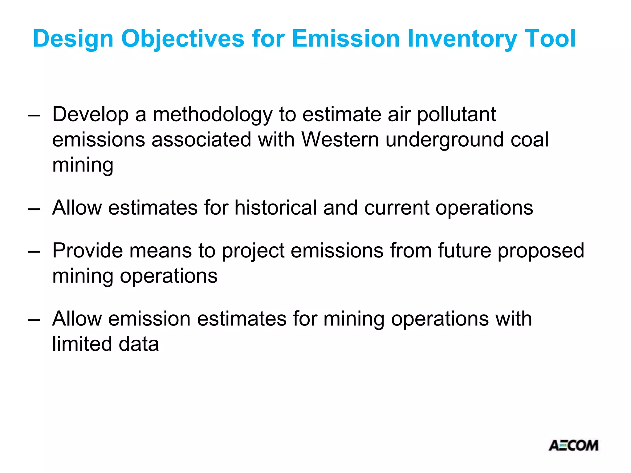 Underground Coal Mine Emission Inventory Tool | PPTX