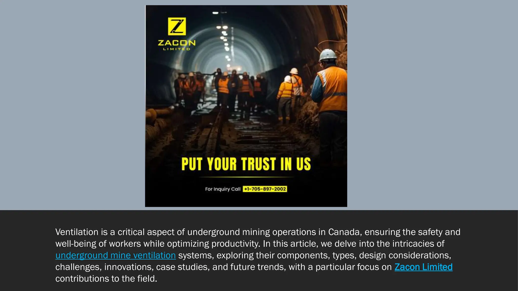 Underground Mine Ventilation Systems Canada: Ensuring Safety and ...