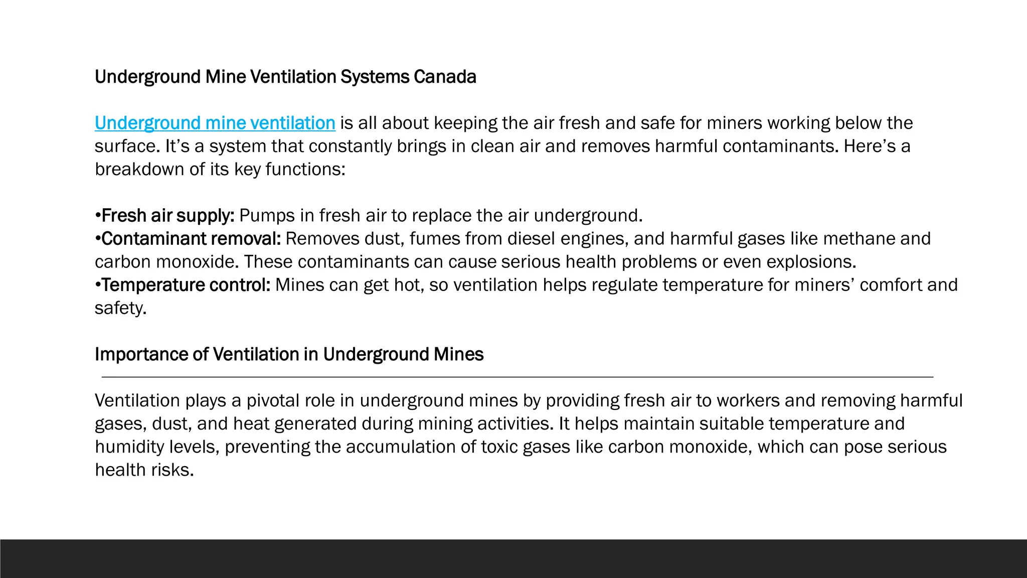 Underground Mine Ventilation Systems Canada: Ensuring Safety and ...