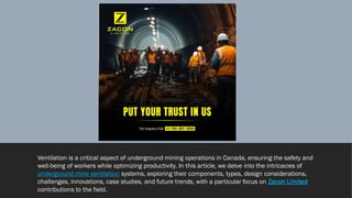 Underground Mine Ventilation Systems Canada: Ensuring Safety and ...