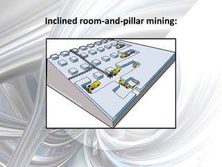 Inclined room-and-pillar mining:
 