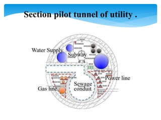 Section pilot tunnel of utility .
 