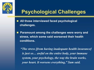 Bad CreditFive of 10 persons said collections had ruined their credit ratings, dampening hopes for the future. For one couple, this meant delaying their dream to take over the family farm.“We farm with my husband’s parents, who want to retire     but they can’t until we’re financially stable. So they     have to keep working until we get this medical debt     paid and a bank will fund us to farm. Our credit is     ruined, absolutely ruined. It will take us 10 to 15 years     to rebuild.”