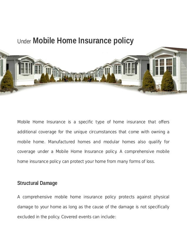 under mobile home insurance policy 1 638