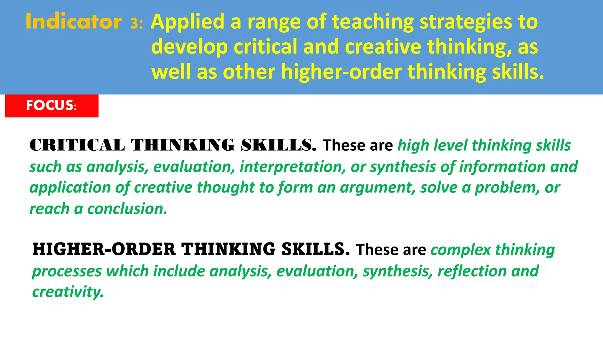 Classroom Observation Tool Indicators