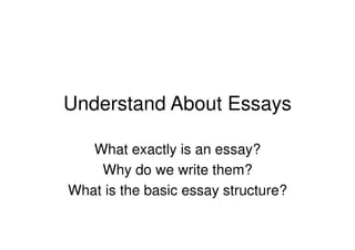 Understand About Essays