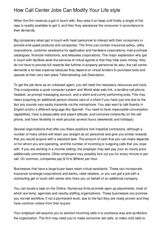 How Call Center Jobs Can Modify Your Life style