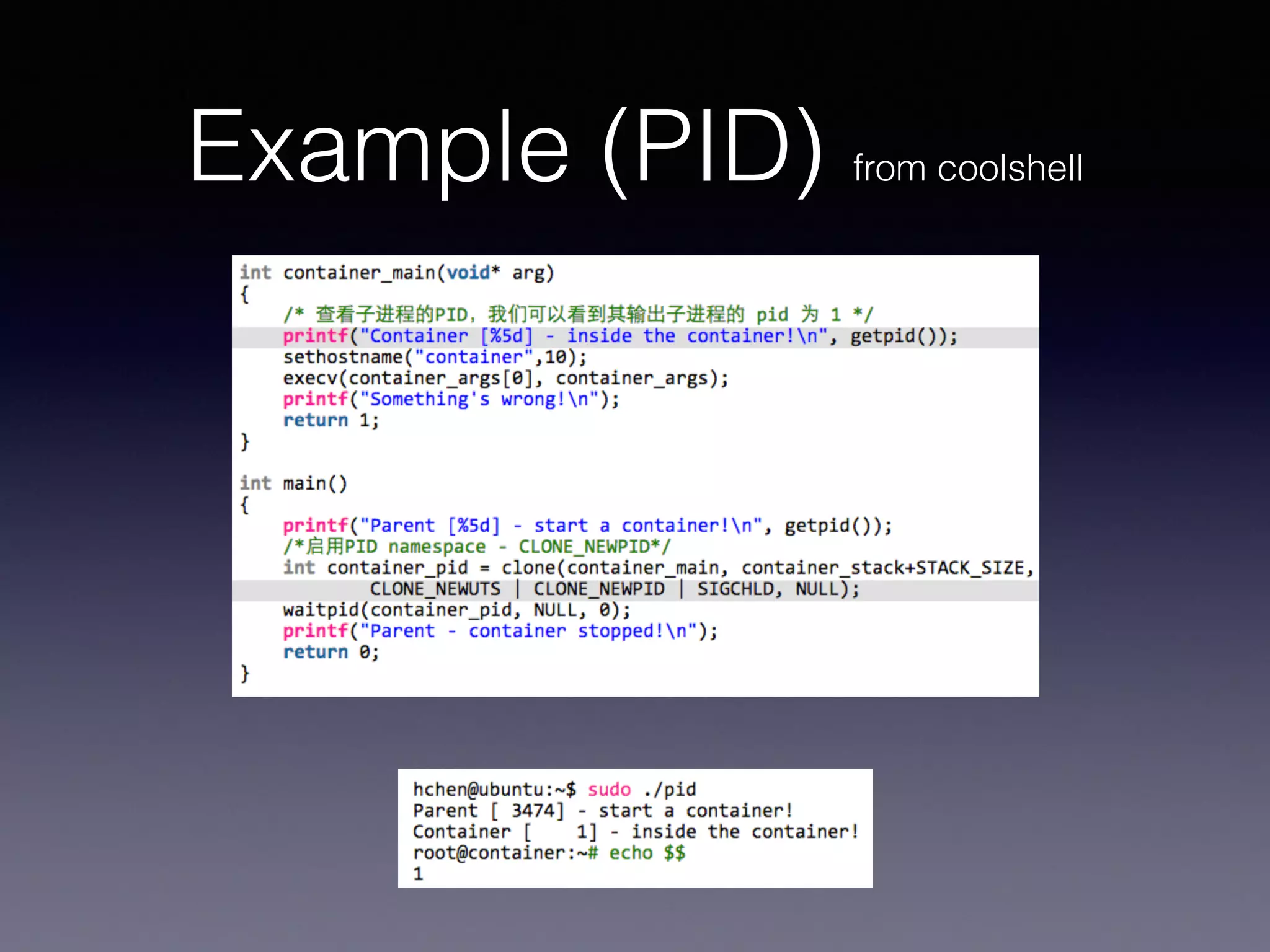 Example (PID) from coolshell
 