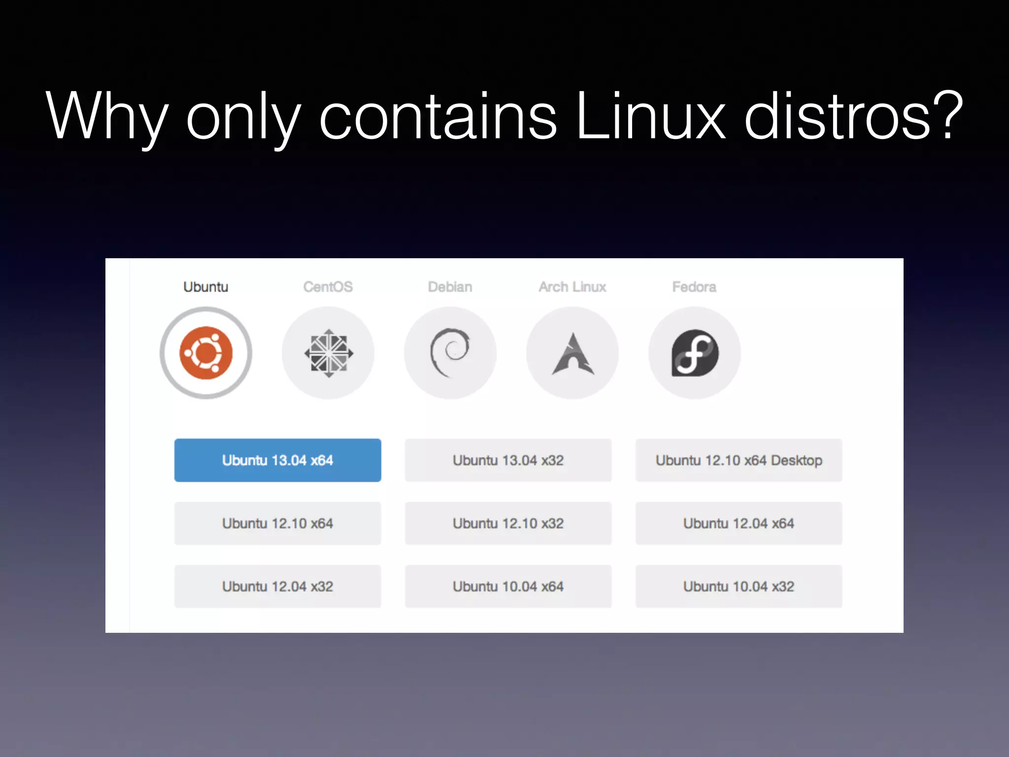 Why only contains Linux distros?
 