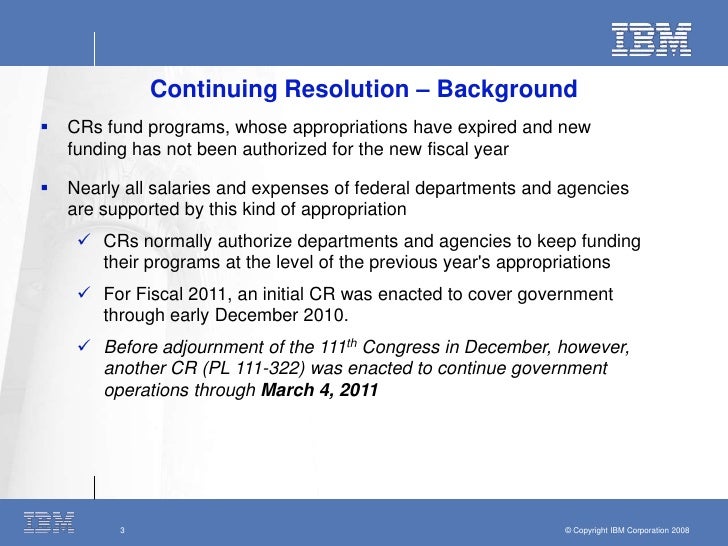 Understandiing the continuing resolution moravitz