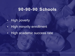90-90-90 Schools High poverty High minority enrollment High academic success rate 
