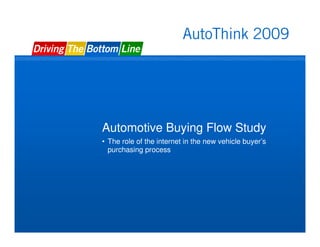 Automotive Buying Flow Study
• The role of the internet in the new vehicle buyer’s
  purchasing process




                                           Google Confidential and Proprietary   3
 