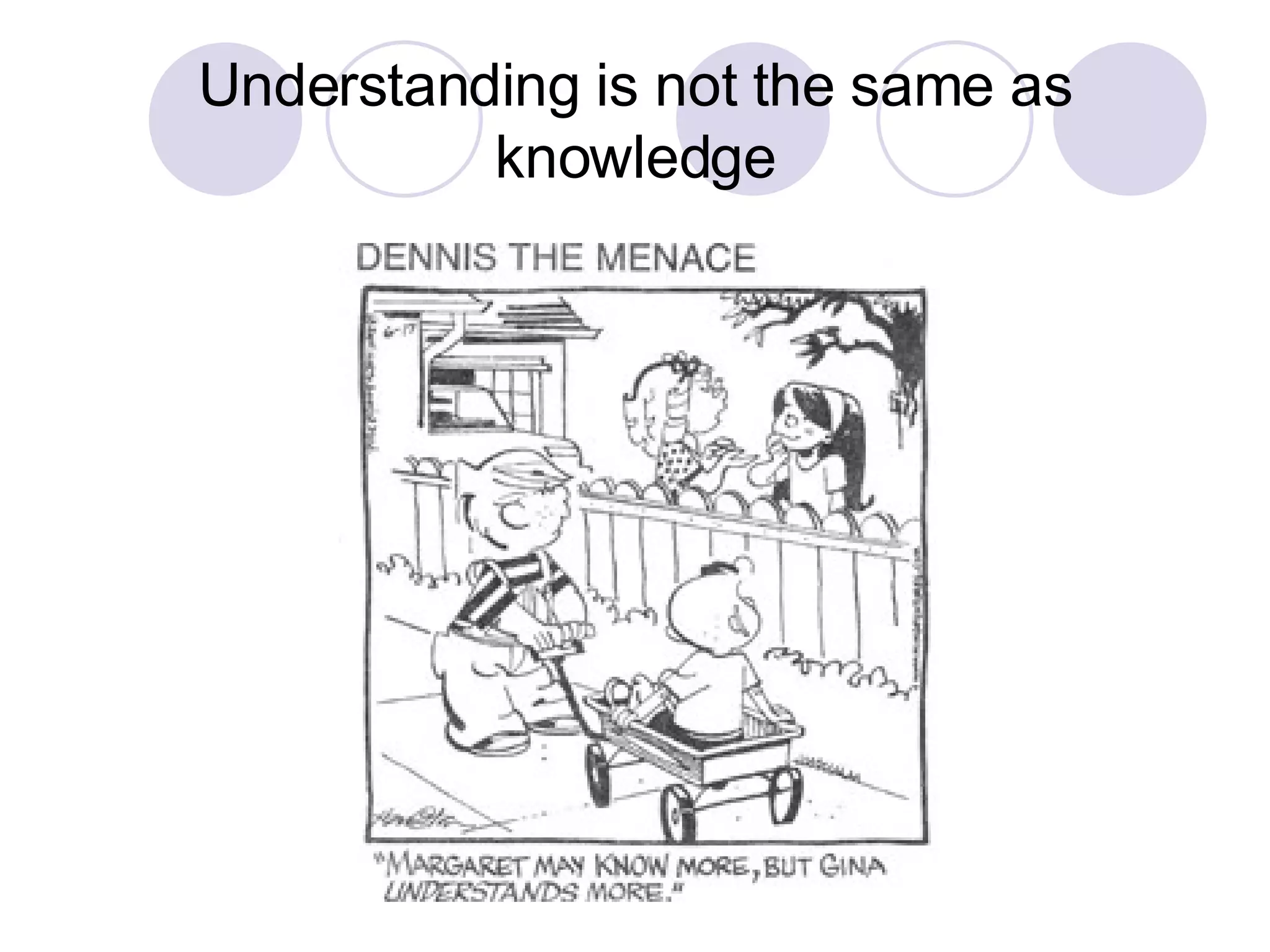 Understanding is not the same as knowledge 
