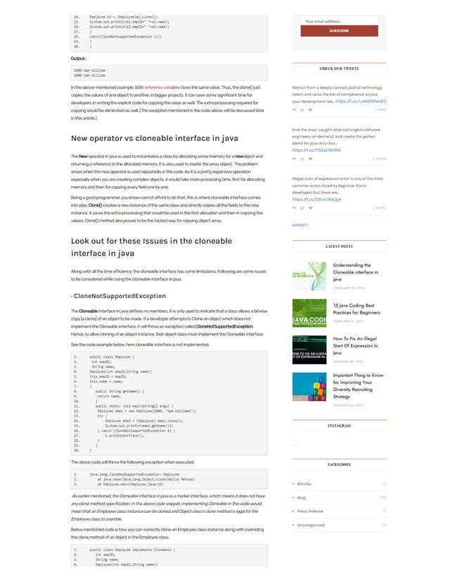 Understanding the Cloneable interface in Java | PDF