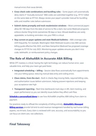 ABA CPT Codes 2025 Billing Explained Now | PDF