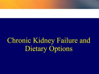 Chronic Kidney Failure and Dietary Options 