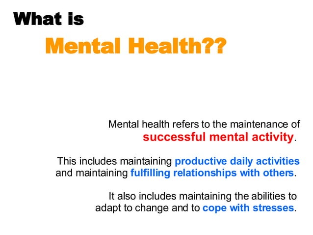Understanding Mental Health and Mental Illness | PPT