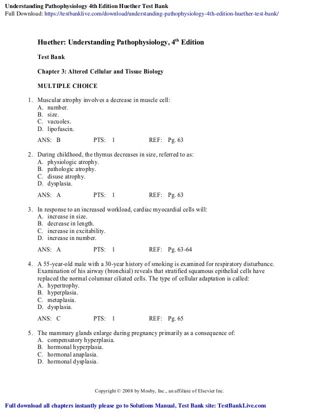 Understanding Pathophysiology 4th Edition Huether Test Bank