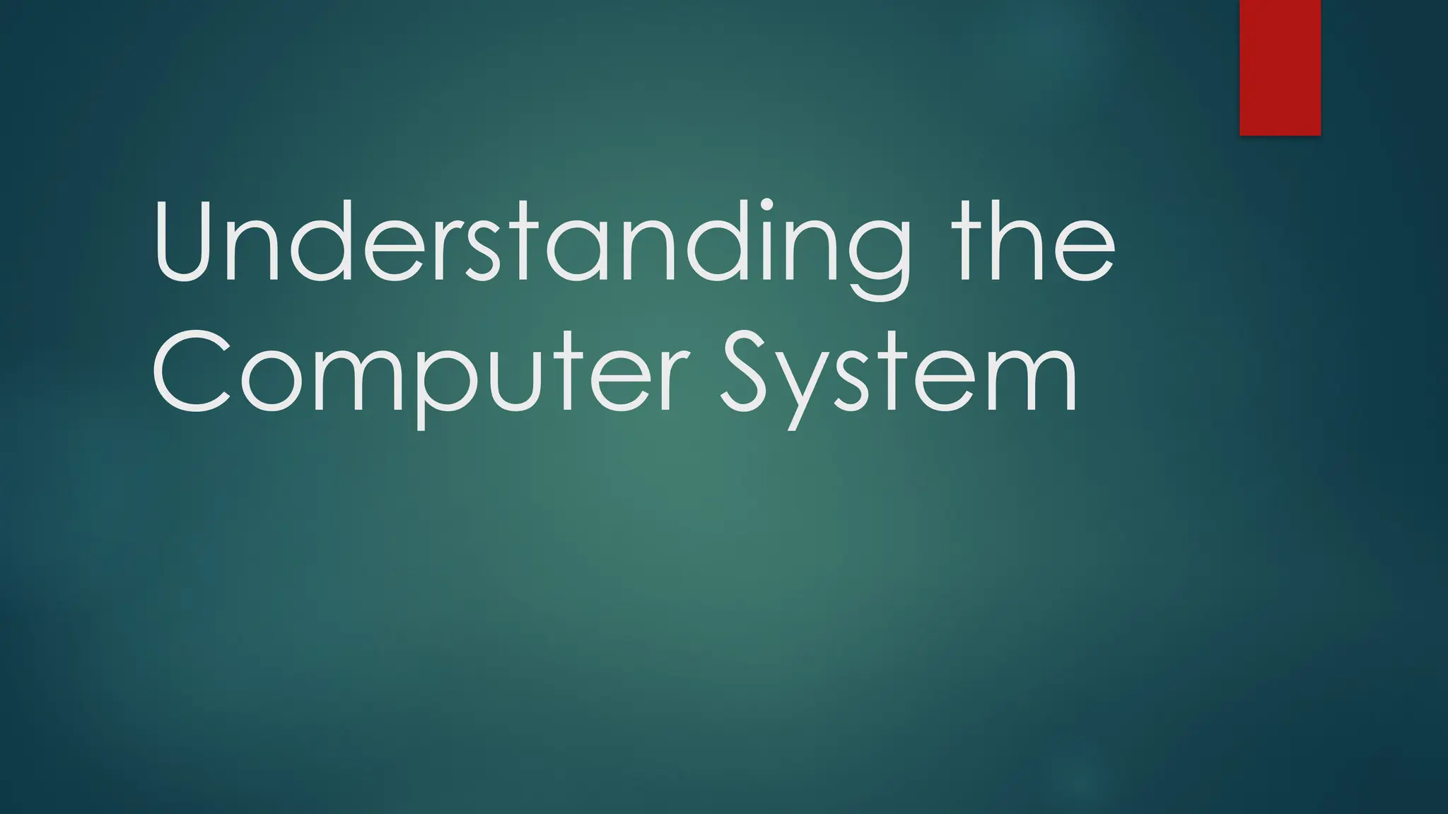 Understanding the
Computer System
 
