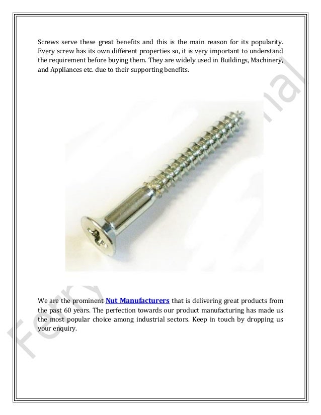 Understanding The Different Aspects Of Screws