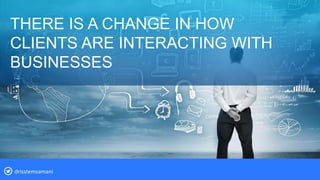 THERE IS A CHANGE IN HOW
CLIENTS ARE INTERACTING WITH
BUSINESSES
drisstemsamani
 