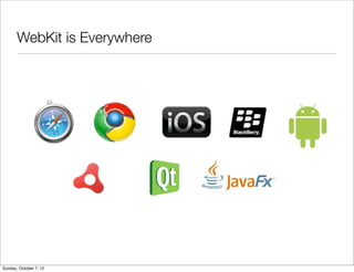 WebKit is Everywhere




Sunday, October 7, 12
 