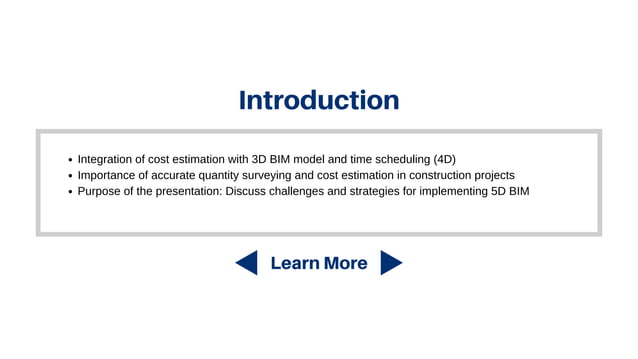 Implementing 5D BIM for Quantity Surveying and Cost Estimation | PPT
