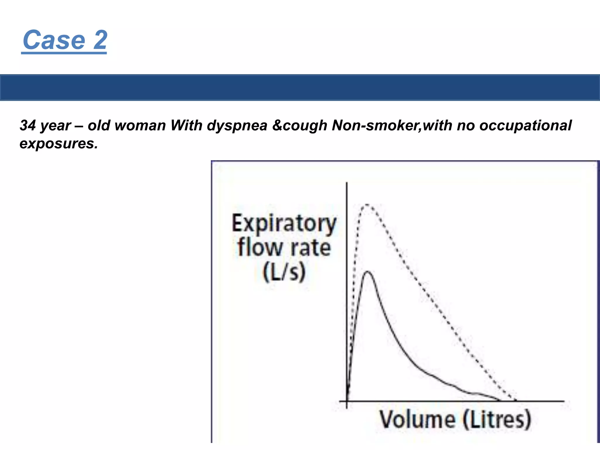 Case 2 
34 year – old woman With dyspnea &cough Non-smoker,with no occupational 
exposures. 
 